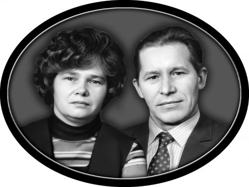 Овальный (горизонтальный) портрет на двоих в рамке