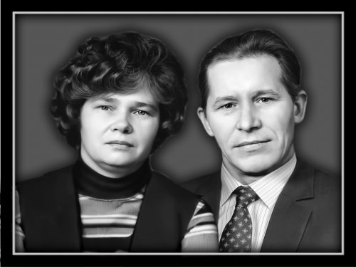 Прямоугольный (горизонтальный) портрет на двоих в рамке