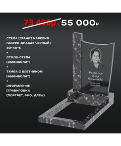 Комплект памятника 80 × 40 × 5 см Амфиболит