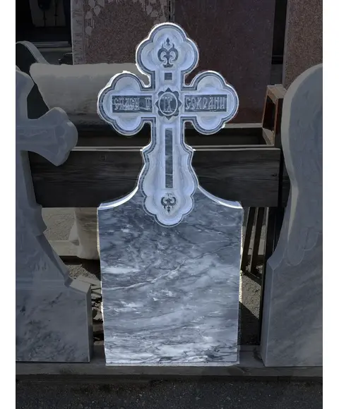 Комплект памятника Г51 120*50*7 см из Уфалейского мрамора, Барельеф Крест